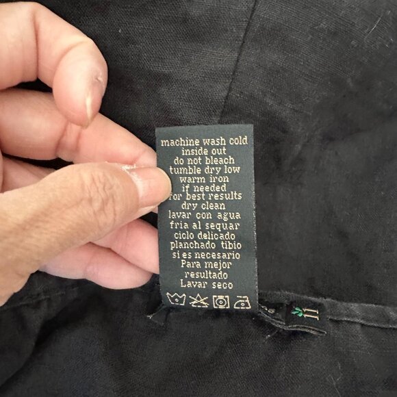 Grass Collection Linen Romper Halter Neck Ruffle Lightweight Minimalist Black 11 - Picture 8 of 10